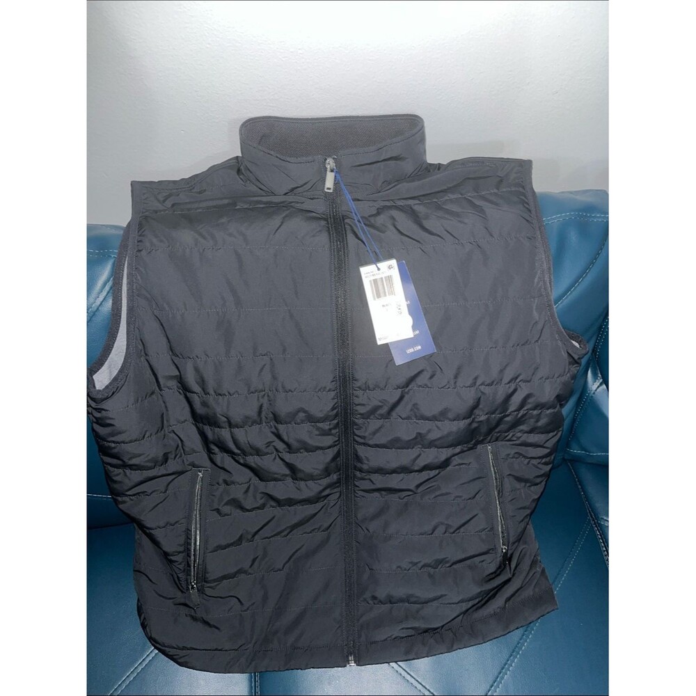 Izod Black Quilted Puffer Vest with Stand Collar